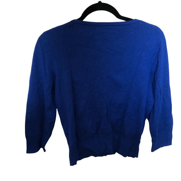 Cable & Gauge Blue Cardigan with Black Ribbon and Beaded Detail, Sz S - Picture 6 of 10